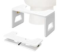 Toilet Stool Squat Adult and Kids - 8 Inches Foldable Flip Potty Poop Stool for Bathroom Bamboo with Anti-Slip Layer - Improve Bathroom Posture and Comfort (White)