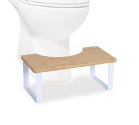 Relaxdays Toilet Footstool, Posture Aid, Adult WC Stool, Bamboo, 18x44.5x23 cm, Natural/White