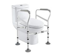 Toilet Support Frame, Adjustable Bathroom Safety Rail, Elderly Disability Aid, Commode Surround Handrail, Carbon Steel, 100 kg Support, 50-55cm Length, 68.5-73.5cm Height