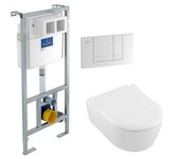 Toilet Support Frame Pack + Arceauslim Wall-Hung Bowl + SoftClose Seat + Chrome Flush Plate (ViconnectArceauSlim)