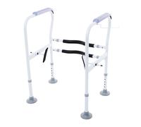 Toilet Support Frame, Toilet Frame for Disabled and Elderly with Adjustable Height & Length, 150kg Load Capacity, Non-Slip Grab Rail for the Handicapped and Disabled