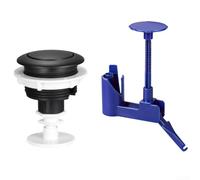 Toilet Tank Flush Button Constructed from ABS with Single Push Action Bracket and Rotatable Disc Supporting Height Adjustment for Various Tanks (Black)