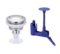 Toilet Tank Flush Button Constructed from ABS with Single Push Action Bracket and Rotatable Disc Supporting Height Adjustment for Various Tanks (Chrome)