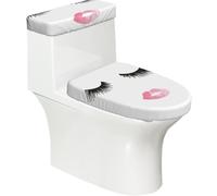 Toilet Tank Lid Cover (2-Pack), Toilet Mat Protective Cover with Fashionable Prints, Durable Polyester Material, Waterproof Mat Set for The Bathroom,Eyelash Lip White Design
