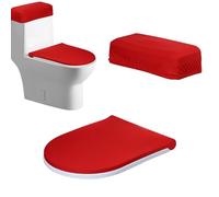 Toilet Tank Lid Cover ，Toilet Lid & Tank Covers Set,Bathroom Toilet Seat Cover with Elastic Bottom，Universal 2 Pack (red)