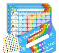 Toilet Training Reward Chart Set, 3 Weeks Toilet or Potty Training Charts with 160 Stickers and Certificate, Rainbow Theme, 350gsm Card, A4 Size (3 Chart Set, Certificate and 160 Star Stickers)