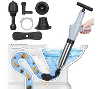 Toilet Unblocker, Toilet Plunger Heavy-Duty High-Pressure Air Sink Unblocking Tool with Visual Manometer High Pressure Plunger Kit for Unblocking Bathroom Kitchen Floor Drain Sink Shower Pipe Clog
