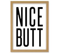 Toilet Wall Art Nice Butt Funny Bathroom Sign Decor Artwork Framed Wall Art Print A4