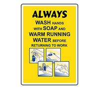 Toilet Wall Decor Tin Sign Always Wash Hands With Soap And Warm Running Water Before Returning To Work Hospital Wall Decor Bathroom Office Outdoor Reminder Slogan Poster 12x18 Inches