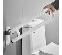 Toilet Wall Support Handle, White, Foldable Grab Bar, 60 cm, Toilet Grab Bar, Stainless Steel Grab Bar, Folding Bathroom Grab Handles, Support Folding Handles, for Seniors, Disabled People, 60 cm