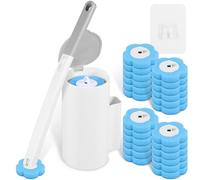 Toilet Wand Kit, 360 Degree Toilet Cleaner Brush with 24 Pcs Replacement Heads, Wall-mounted Holder Cleaner Set for Home Bathroom Kitchen(Cleaning brush+24 heads)