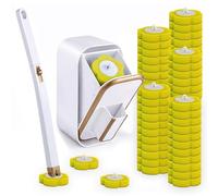 Toilet Wand Kit, 60 Pcs Toilet Wand Replacement Heads, Toilet Brush Replacement Head with Handle Wall-mounted Holder Cleaner Set for Home Bathroom Kitchen (Yellow)