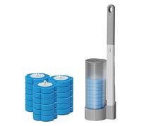 Toilet Wand Kit, Disposable Toilet Brush with Holder, Disposable Toilet Cleaning System with 24 Toilet Wand Replacement Heads, Bathroom Toilet Cleaning (Grey&24 Pcs)