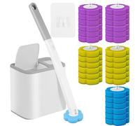 Toilet Wand Kit with Toilet Brush and Holder with 30 Cleaner Refills and Extended Handle Wall-Mounted Toilet Brush 360 Degree Toilets Cleaning System for Toilet Bowl,Bathroom,Sink,Bathtub,Floor