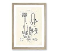 Toilet Water Closet Patent Framed Print | A2 Oak Framed Wall Art | Ready to Hang | Modern Nature Picture | Living Room Bedroom Lounge Office