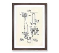 Toilet Water Closet Patent Framed Print | A2 Walnut Framed Wall Art | Ready to Hang | Modern Nature Picture | Living Room Bedroom Lounge Office