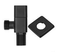 Toilet Water Shut Off Valve, Control Valve 1/2 Inch Brass Wall-mounted Faucet Valve for Balcony, Bathroom, Garden Black
