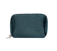 Toiletry Bag 1 Pc Women Zipper Velvet Make Up Bag Travel Large Cosmetic Bag Solid Color Female Make Up Pouch .(Green)