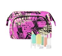Toiletry Bag 1970s Disco Retro Grunge Graffiti Waterproof Bag For Women Women's Coin Purse for Make Up, 1970S disco retro grunge graffiti52, 10.2" x 5.9" x 6.7", Art Deco