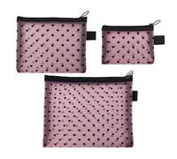 Toiletry Bag 3 Piece Heart Print Mesh Zippered Storage Pouch