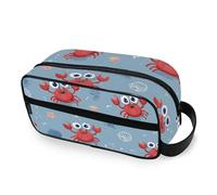 Toiletry Bag Cartoon Crabs Seashells Large Cosmetic Case Portable Travel Wash Bag Shaving Dopp Kit Makeup Organiser with Handle for Women Men