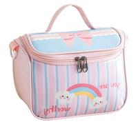 Toiletry Bag, Cute Cartoon Womens Travel Makeup Bag Organizer with Inner Hook, Rainbow PU Leather Cosmetic Case, House Shape, 8.7 x 6.3 x 4.9 in, 22 x 16 x 12.5 cm