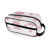 Toiletry Bag Cute Pink Flower Cows Large Cosmetic Case Portable Travel Wash Bag Shaving Dopp Kit Makeup Organiser with Handle for Women Men
