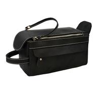 Toiletry Bag for Men Cowhide Toiletry Bag Men Leather Cosmetic Bag Man Woman Wash Bag Storage Bags Leather Handbag for Make Up(Black1)