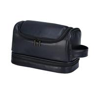 Toiletry Bag for Men Hanging Makeup Bag Large Capacity PU Leather Wash Bag Double Layered Men's Cosmetic Bag Travel Essentials Organizer(Black1)