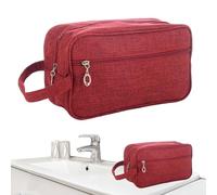 Toiletry Bag for Men, Waterproof Toiletry Bag - Compact Travel Toiletry Bag Organiser, Cosmetic Bag with Portable Handle, Travel Accessories, Toiletry Bag, Large Storage Space, weinrot, see