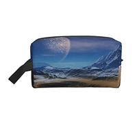 Toiletry Bag for Women and Men Waterproof Cosmetic Bag Travel Makeup Bag Organizer with Handle Alien Planet Landscape Storage Bag