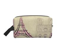 Toiletry Bag for Women and Men Waterproof Cosmetic Bag Travel Makeup Bag Organizer with Handle Eiffel Valentine's Day Paris Romantic Postcard Storage Bag