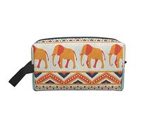 Toiletry Bag for Women and Men Waterproof Cosmetic Bag Travel Makeup Bag Organizer with Handle Elephant Doodle Stripes Storage Bag
