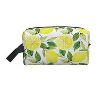 Toiletry Bag for Women and Men Waterproof Cosmetic Bag Travel Makeup Bag Organizer with Handle Lemon Yellow Fruit Limon Green Leaves Storage Bag