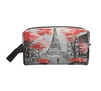 Toiletry Bag for Women and Men Waterproof Cosmetic Bag Travel Makeup Bag Organizer with Handle Oil Painting Paris Eiffel Tower Maple Tree European City Storage Bag