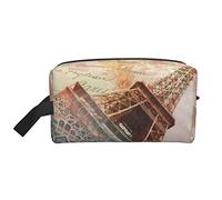 Toiletry Bag for Women and Men Waterproof Cosmetic Bag Travel Makeup Bag Organizer with Handle Paris Eiffel Tower Retro Postcard Storage Bag