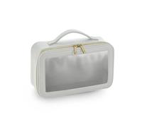 BagBase BG764 Boutique Clear Window Travel Case - Luxurious Leather-Look PU - Perfect for Makeup & Essentials - Gifts for Women - Soft Grey