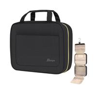 Toiletry Bag for Women, Large Hanging Travel Toiletry Bag with Hanging Hook,Water-resistant Makeup Bag Cosmetic Organizer for Full Sized Toiletries, Accessories(Black)
