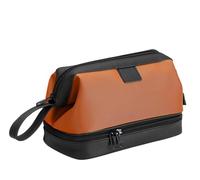 Toiletry Bag for Women Men Compact Makeup Bag Waterproof Shaving Kit Cosmetic Organizer Travel Companion (Brown,L26xW15xH16cmL10.2”xW5.9”xH6.3”)