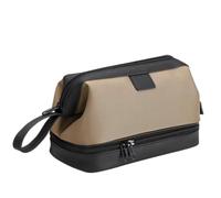 Toiletry Bag for Women Men Compact Makeup Bag Waterproof Shaving Kit Cosmetic Organizer Travel Companion (Khaki,L26xW15xH16cmL10.2”xW5.9”xH6.3”)