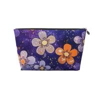 Toiletry Bag for Women Men Dopp Kit Travel Makeup Bag Round Blue Flowers Make Up Organizers Cosmetic Bag, Silver, One Size