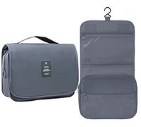 Toiletry Bag for Women Men Travel Large Capacity Wash Bag Portable Folding Cosmetic Organiser with Hanging Hook Makeup Waterproof Shower Handbag Cosmetic Storage (Grey)