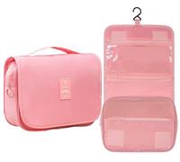 Toiletry Bag for Women Men Travel Large Capacity Wash Bag Portable Folding Cosmetic Organiser with Hanging Hook Makeup Waterproof Shower Handbag Cosmetic Storage (Pink)