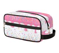 Toiletry Bag Hanging Cosmetic Bag Portable Travel Makeup Bag Large Shaving Bag for Men Women(Pink Chocolate Sauce Candy)
