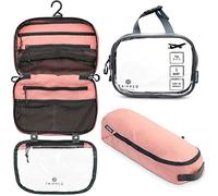 Toiletry Bag Kit Set: Hanging Travel Toiletry Bag + 311 TSA Cosmetic Liquid Bag + Ultralight Accessory Organizer Pouch, Dusty Rose, Carry-on Quart Size, 3 Piece Toiletry Set