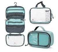 Toiletry Bag Kit Set: Hanging Travel Toiletry Bag + 311 TSA Cosmetic Liquid Bag + Ultralight Accessory Organizer Pouch, Dusty Teal Makeup, 3 Piece Toiletry Set