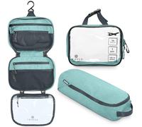 Toiletry Bag Kit Set: Hanging Travel Toiletry Bag + 311 TSA Cosmetic Liquid Bag + Ultralight Accessory Organizer Pouch, Turquoise, 3 Piece Toiletry Set