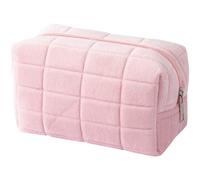 Toiletry Bag Large Capacity Pink White Blue Plush Makeup Bag Pencil Case Cute Storage Bag Soft Multifunctional Cosmetic Bag Organizer(Pink)