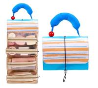 Toiletry Bag, Large Capacity Travel Makeup Bag, Foldable Compartment Pouch Easy Storage, Roll Up Cosmetic for Bathroom Use Outdoor Activities, 9.06 x 6.69 x 2.76 Inches, Blue Folding Bag
