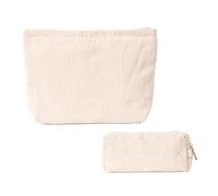 Toiletry Bag, Large Toiletry Bag, Women's Corduroy Bag, Large Capacity, Quilted Toiletry Bag, beige, Pack of 2